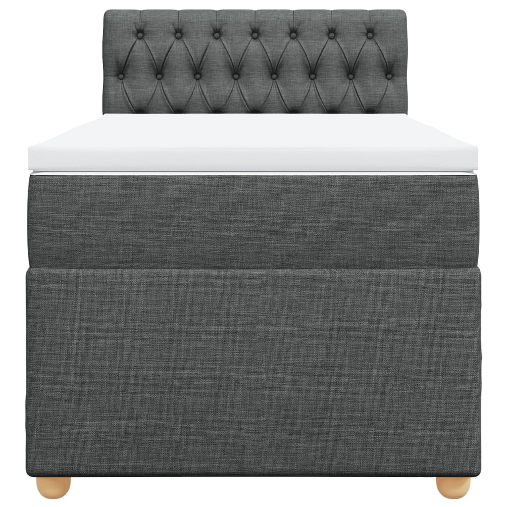 Giroletto a Molle con Materasso Grigio Scuro 100x200 cm Tessuto