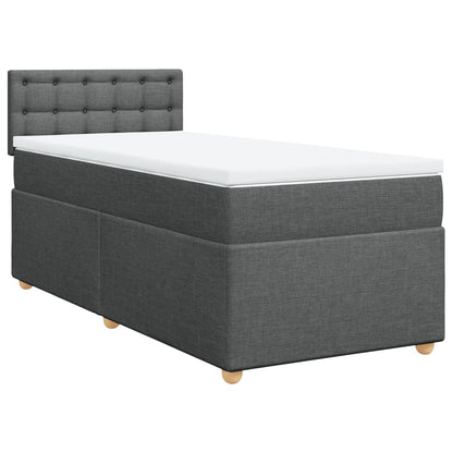 Giroletto a Molle con Materasso Grigio Scuro 100x200 cm Tessuto