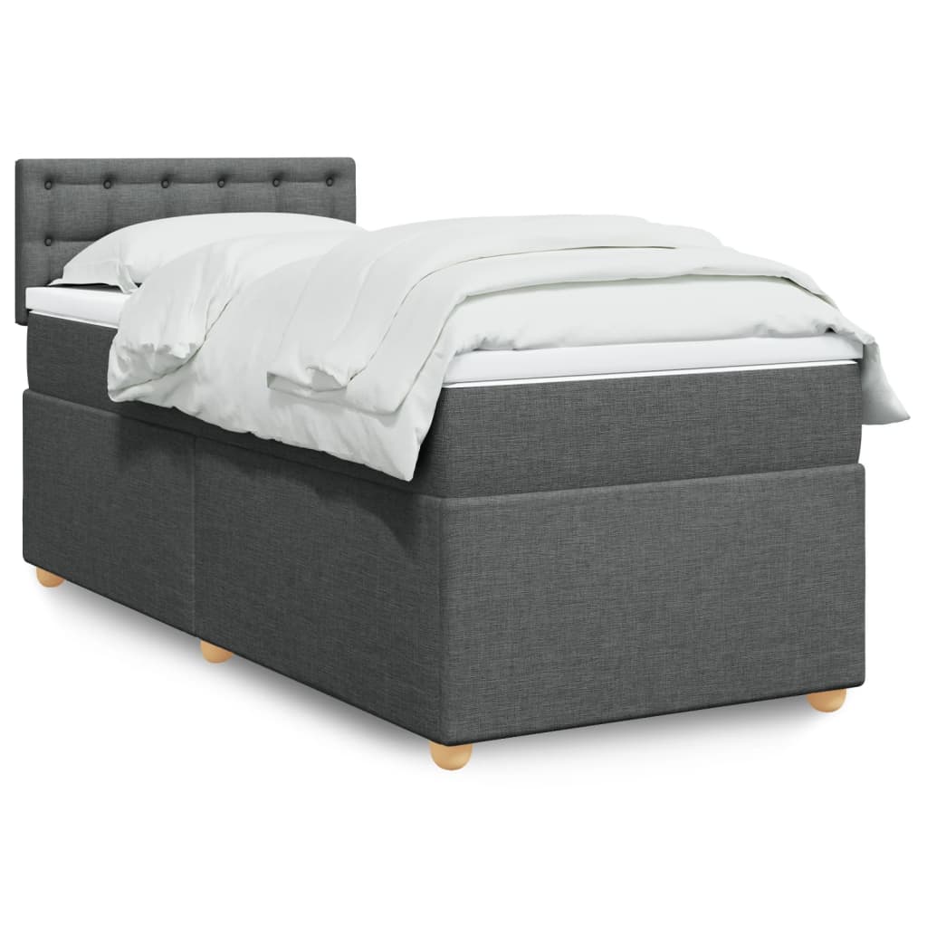 Giroletto a Molle con Materasso Grigio Scuro 100x200 cm Tessuto