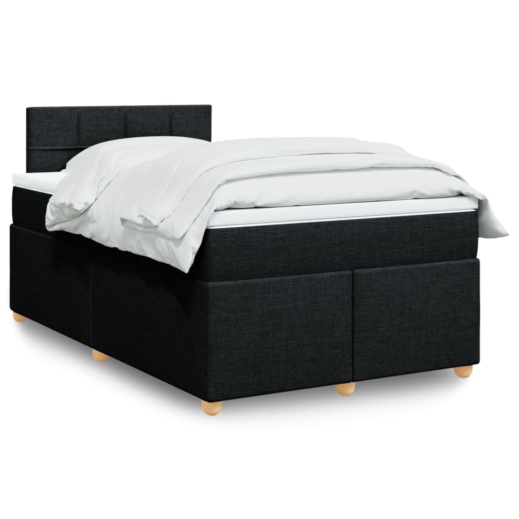 Giroletto a Molle con Materasso Nero 120x190 cm in Tessuto