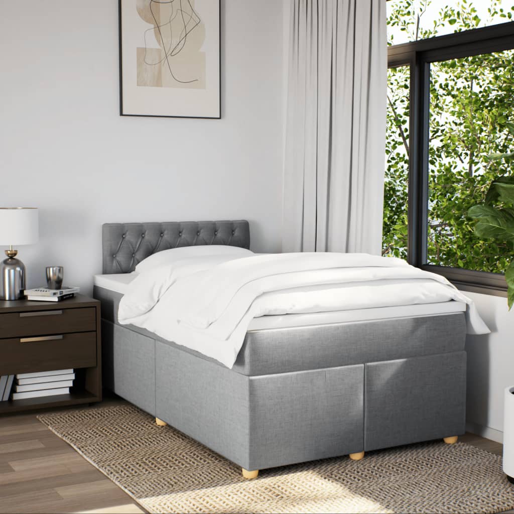 Giroletto a Molle con Materasso Grigio Chiaro 120x190cm Tessuto