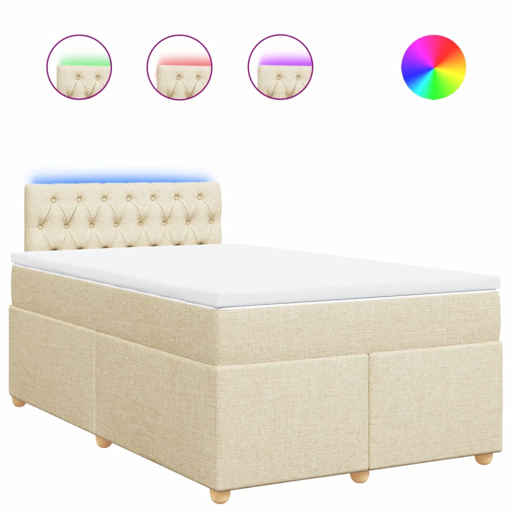 Giroletto a Molle con Materasso Crema 120x190 cm in Tessuto | homemem39