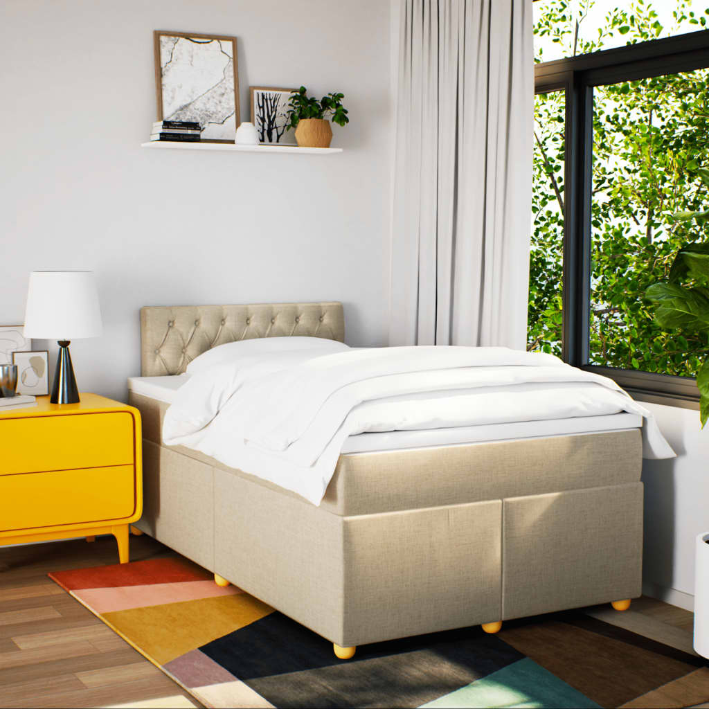 Giroletto a Molle con Materasso Crema 120x190 cm in Tessuto