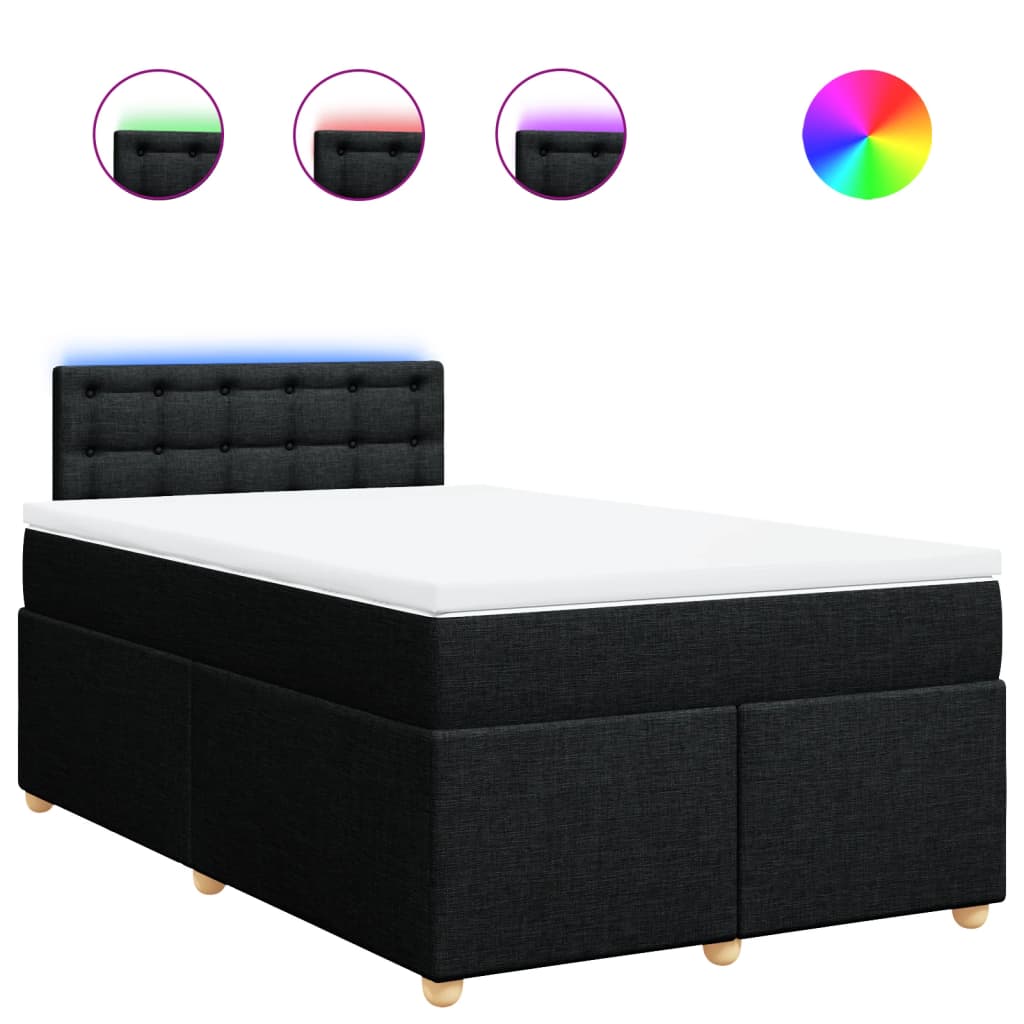 Giroletto a Molle con Materasso Nero 120x190 cm in Tessuto