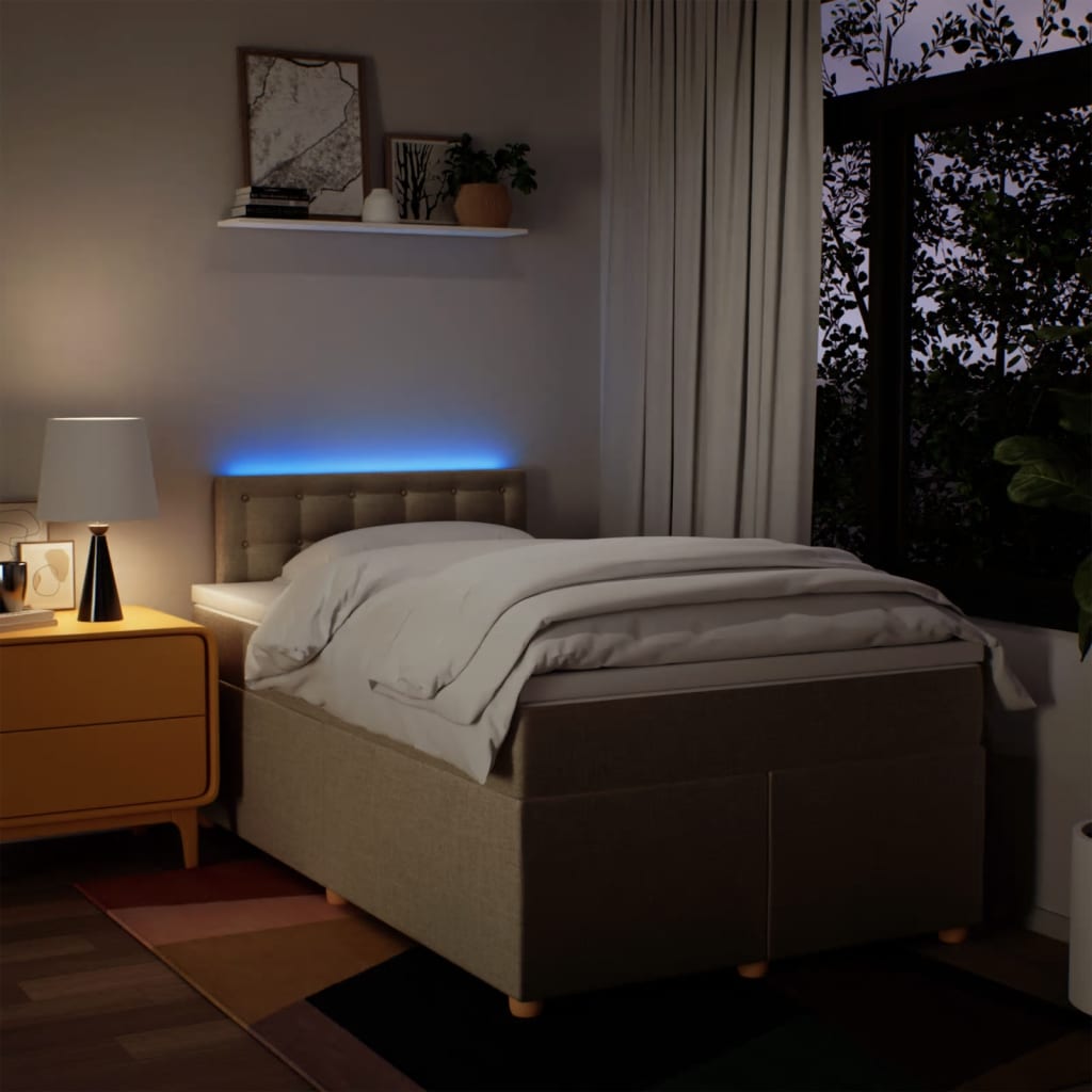Giroletto a Molle con Materasso Crema 120x190 cm in Tessuto | homemem39