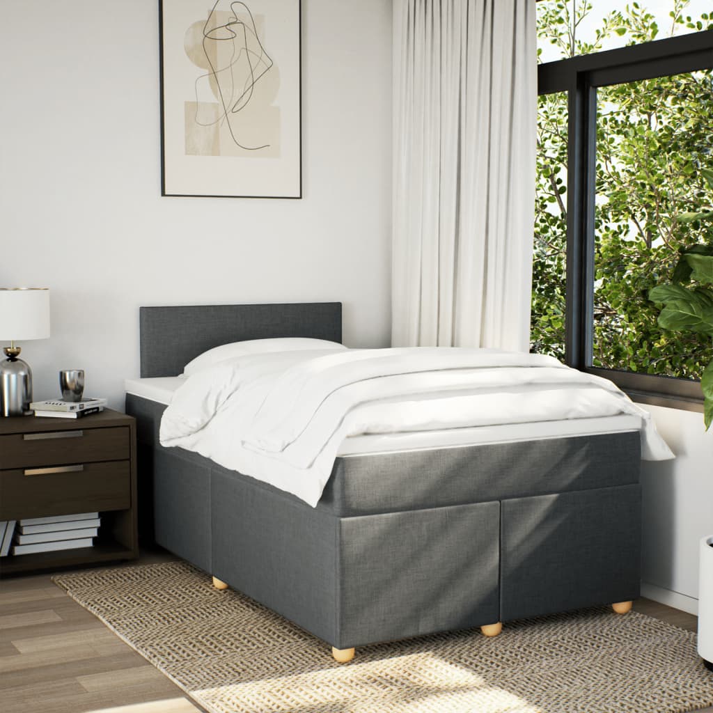 Giroletto a Molle con Materasso Grigio Scuro 120x200 cm Tessuto