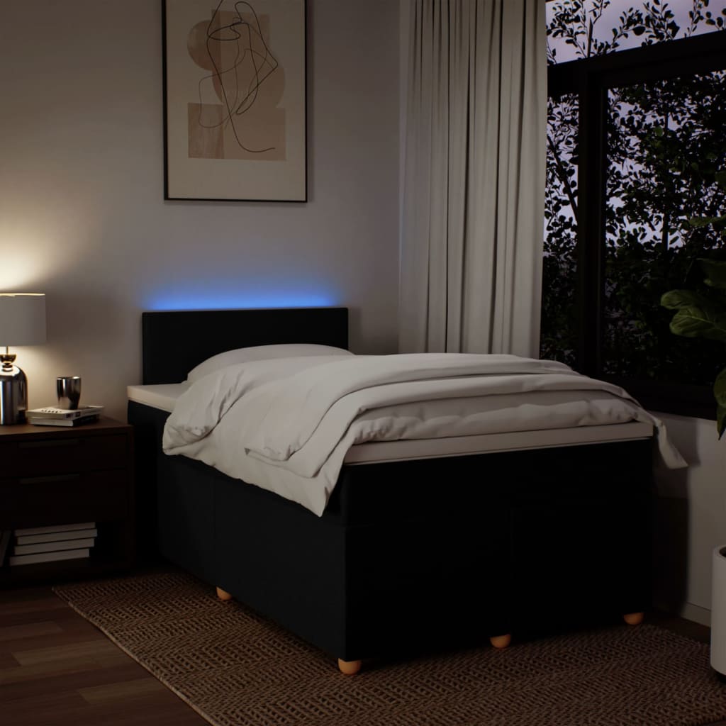 Giroletto a Molle con Materasso Nero 120x200 cm in Tessuto - homemem39