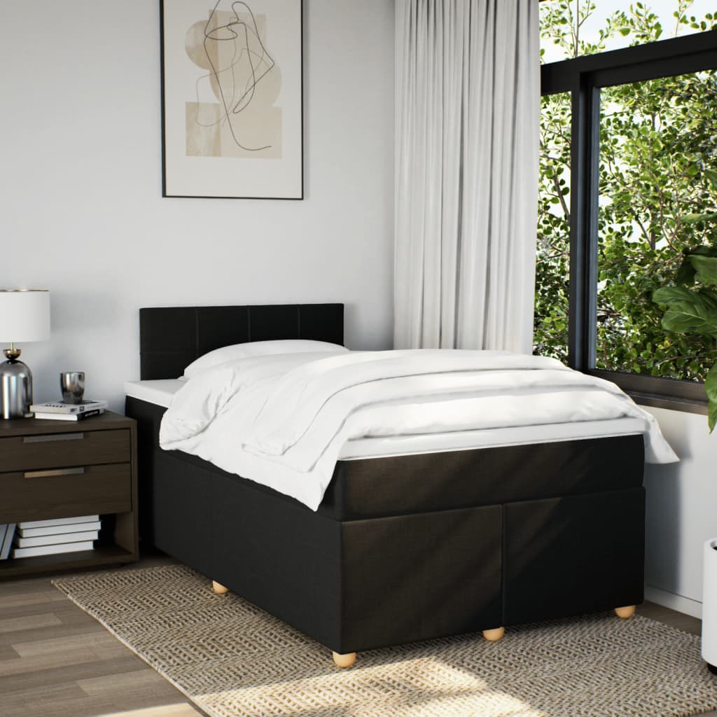 Giroletto a Molle con Materasso Nero 120x200 cm in Tessuto