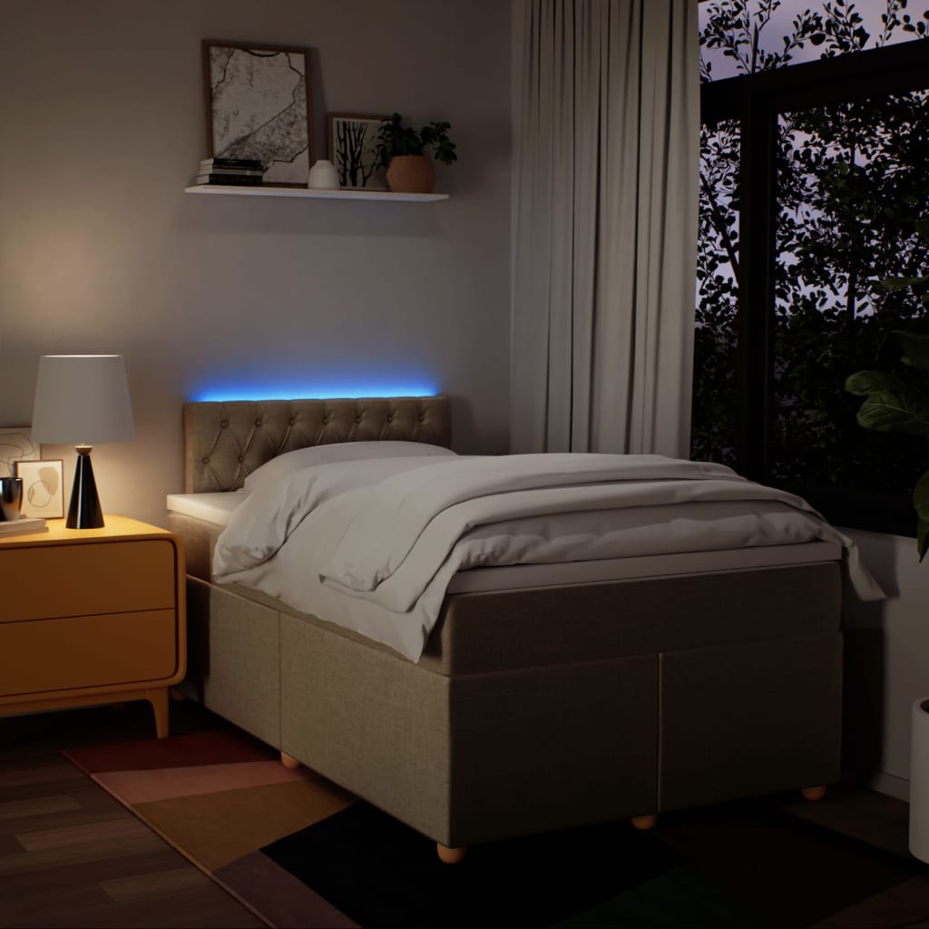 Giroletto a Molle con Materasso Crema 120x200 cm in Tessuto - homemem39