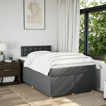 Giroletto a Molle con Materasso Grigio Scuro 120x200 cm Tessuto