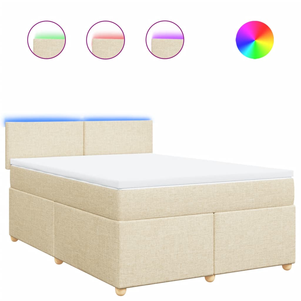 Giroletto a Molle con Materasso Crema 140x19 cm in Tessuto | homemem39