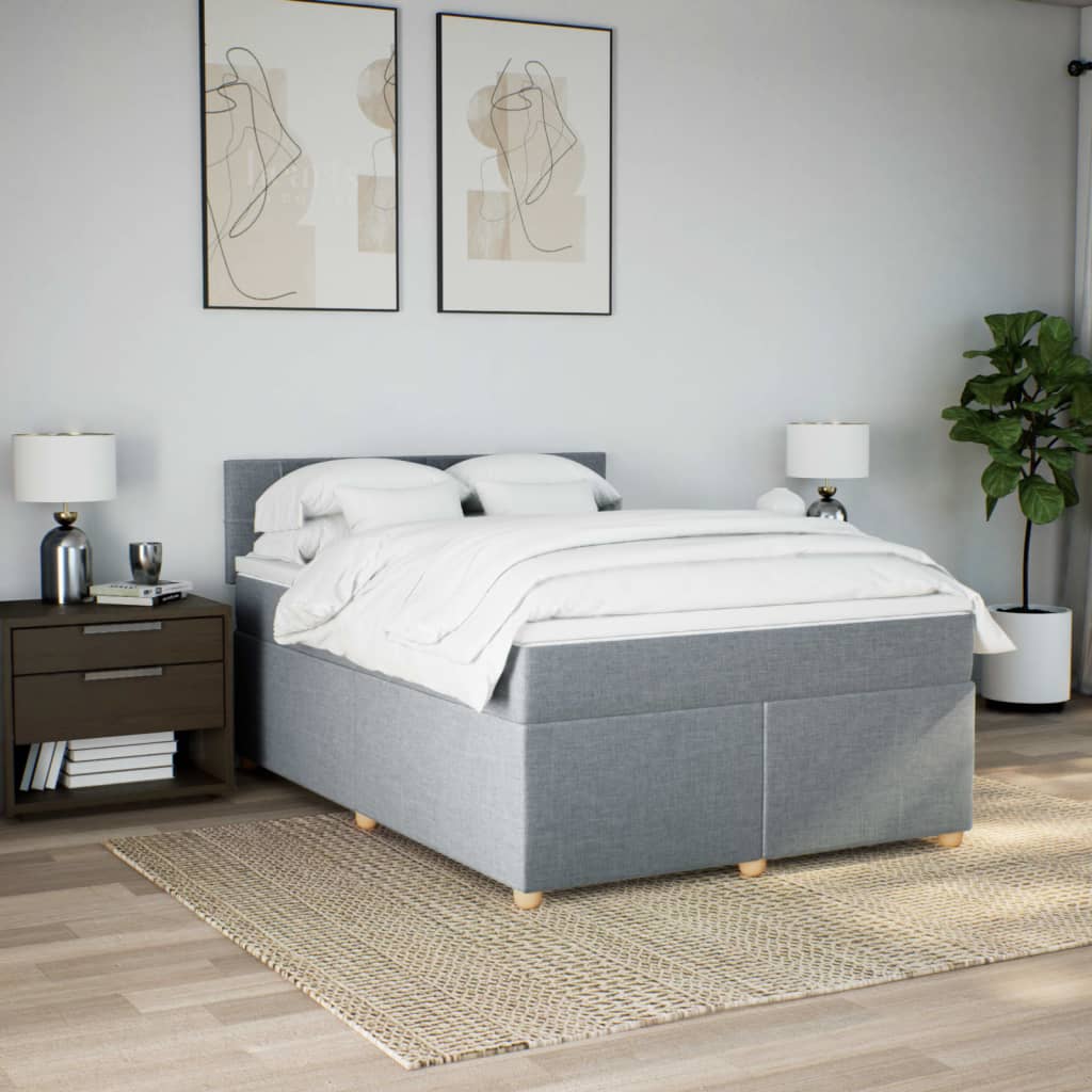 Giroletto a Molle con Materasso Grigio Chiaro 140x190cm Tessuto
