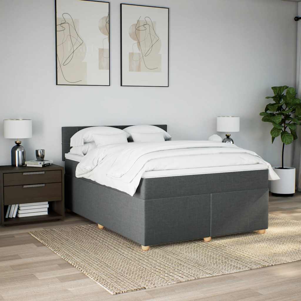 Giroletto a Molle con Materasso Grigio Scuro 140x190 cm Tessuto