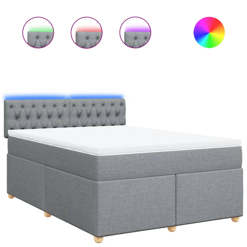 Giroletto a Molle con Materasso Grigio Chiaro 140x190cm Tessuto | homemem39