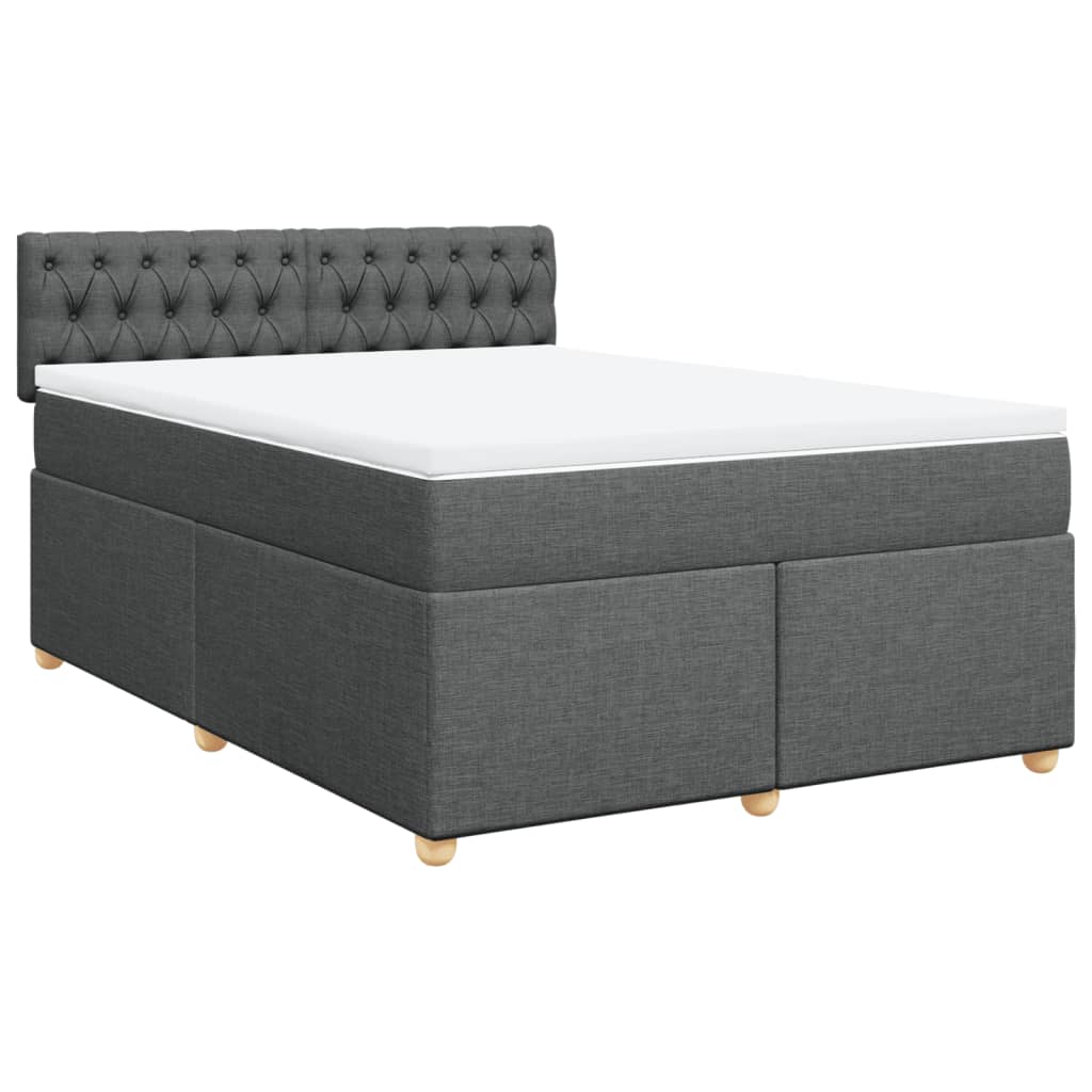Giroletto a Molle con Materasso Grigio Scuro 140x190 cm Tessuto