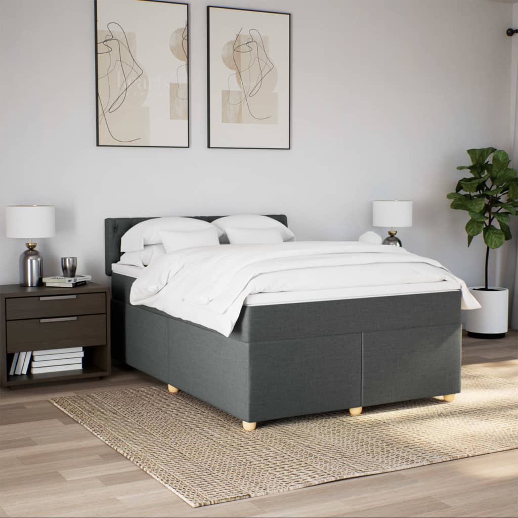 Giroletto a Molle con Materasso Grigio Scuro 140x190 cm Tessuto