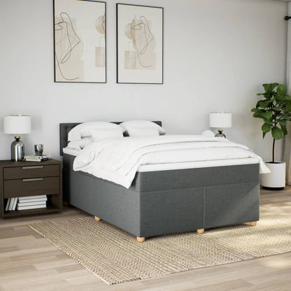 Giroletto a Molle con Materasso Grigio Scuro 140x190 cm Tessuto