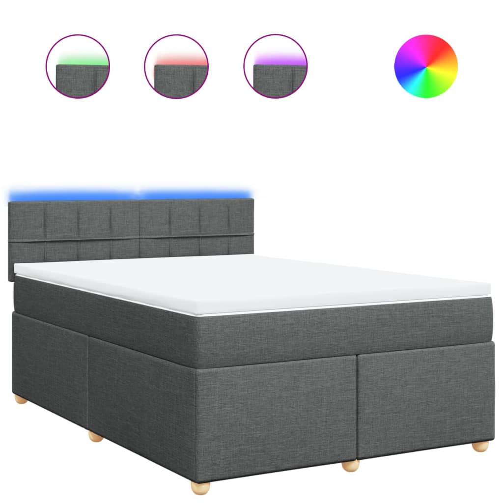 Giroletto a Molle con Materasso Grigio Scuro 140x200cm Tessuto | homemem39