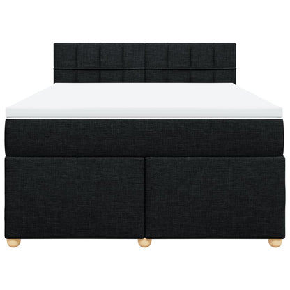Giroletto a Molle con Materasso Nero 140x200 cm in Tessuto
