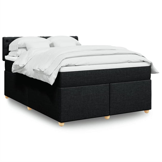 Giroletto a Molle con Materasso Nero 140x200 cm in Tessuto