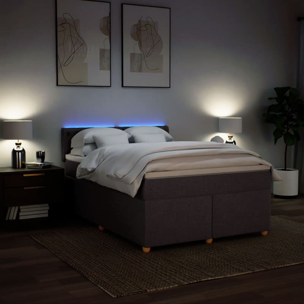 Giroletto a Molle con Materasso Marrone Scuro 140x200cm Tessuto | homemem39