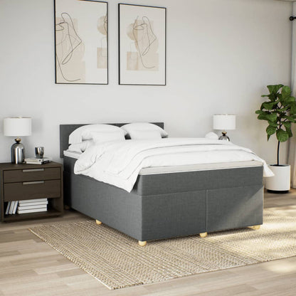 Giroletto a Molle con Materasso Grigio Scuro 160x200 cm Tessuto