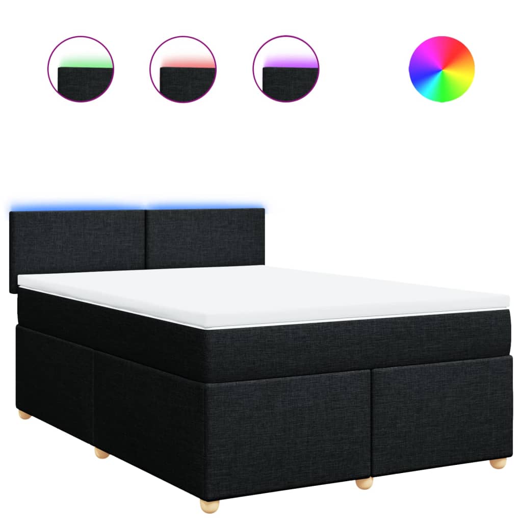 Giroletto a Molle con Materasso Nero 160x200 cm in Tessuto | homemem39