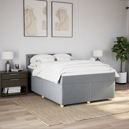 Giroletto a Molle con Materasso Grigio Chiaro 160x200cm Tessuto