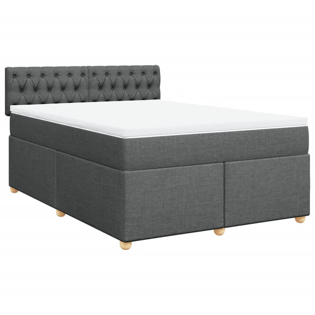 Giroletto a Molle con Materasso Grigio Scuro 160x200 cm Tessuto
