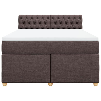 Giroletto a Molle con Materasso Marrone Scuro 160x200cm Tessuto
