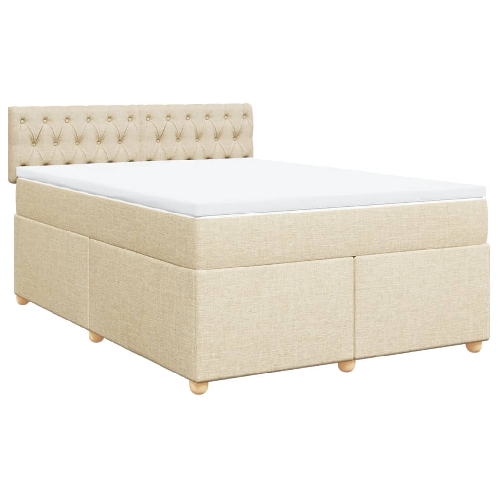 Giroletto a Molle con Materasso Crema 160x200 cm in Tessuto