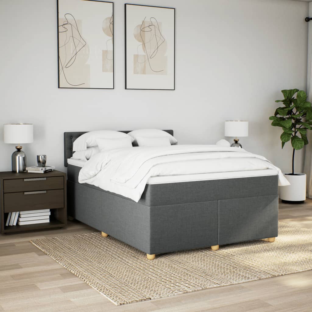 Giroletto a Molle con Materasso Grigio Scuro 160x200 cm Tessuto