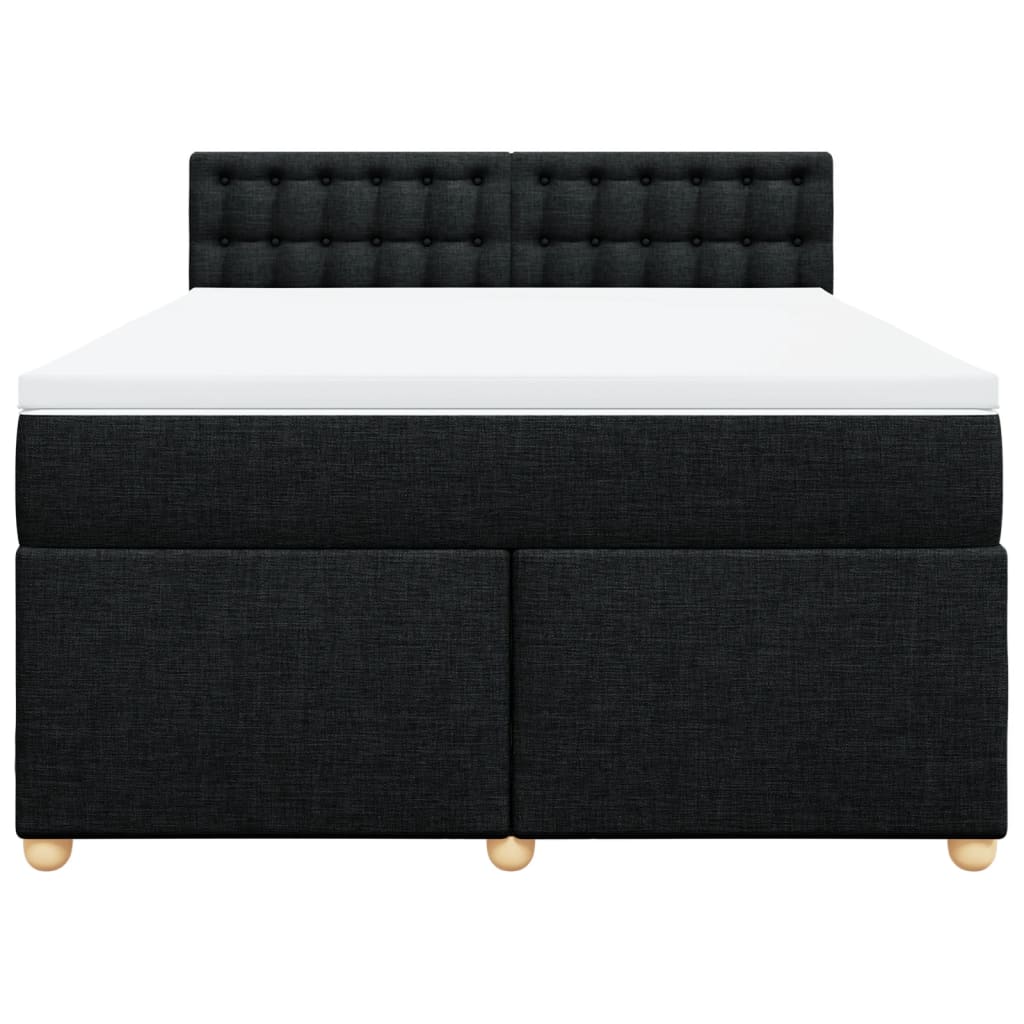 Giroletto a Molle con Materasso Nero 160x200 cm in Tessuto