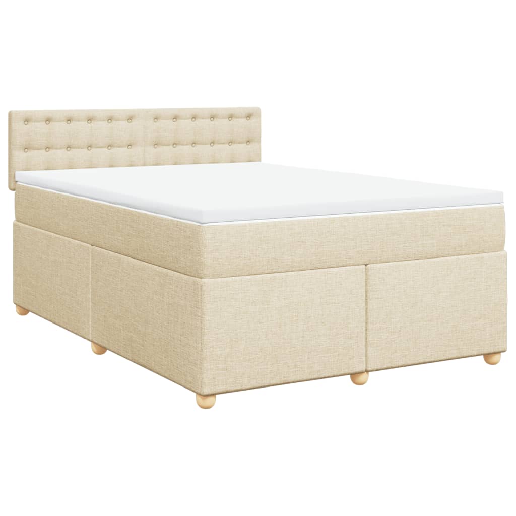 Giroletto a Molle con Materasso Crema 160x200 cm in Tessuto