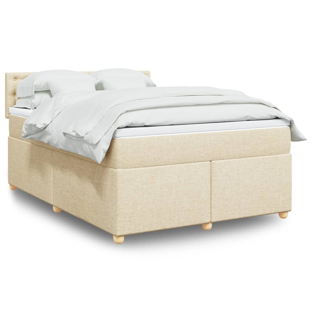 Giroletto a Molle con Materasso Crema 160x200 cm in Tessuto