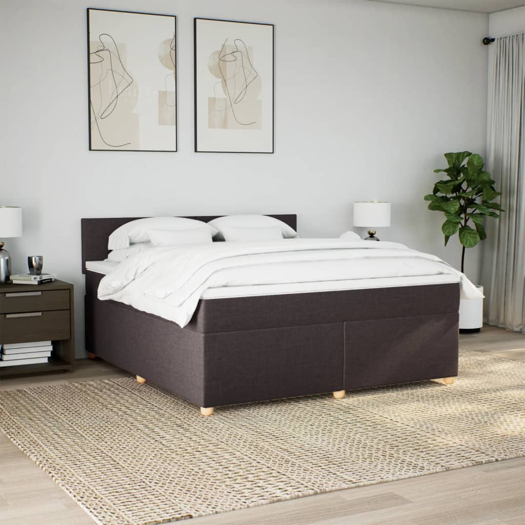 Giroletto a Molle con Materasso Marrone Scuro 180x200cm Tessuto | homemem39