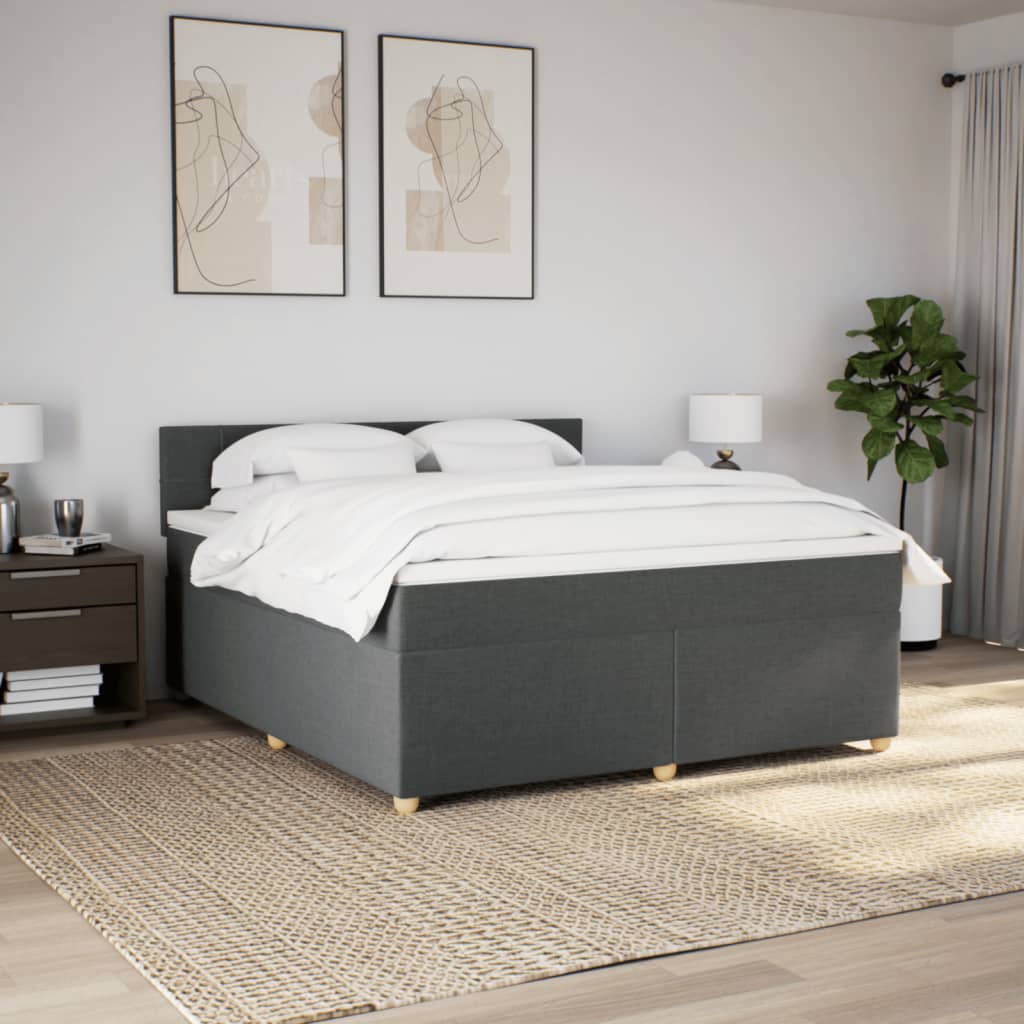 Giroletto a Molle con Materasso Grigio Scuro 180x200 cm Tessuto