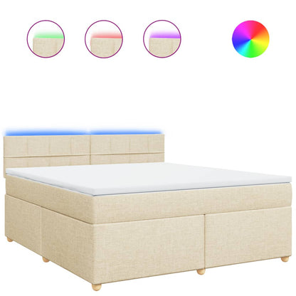 Giroletto a Molle con Materasso Crema 180x200 cm in Tessuto