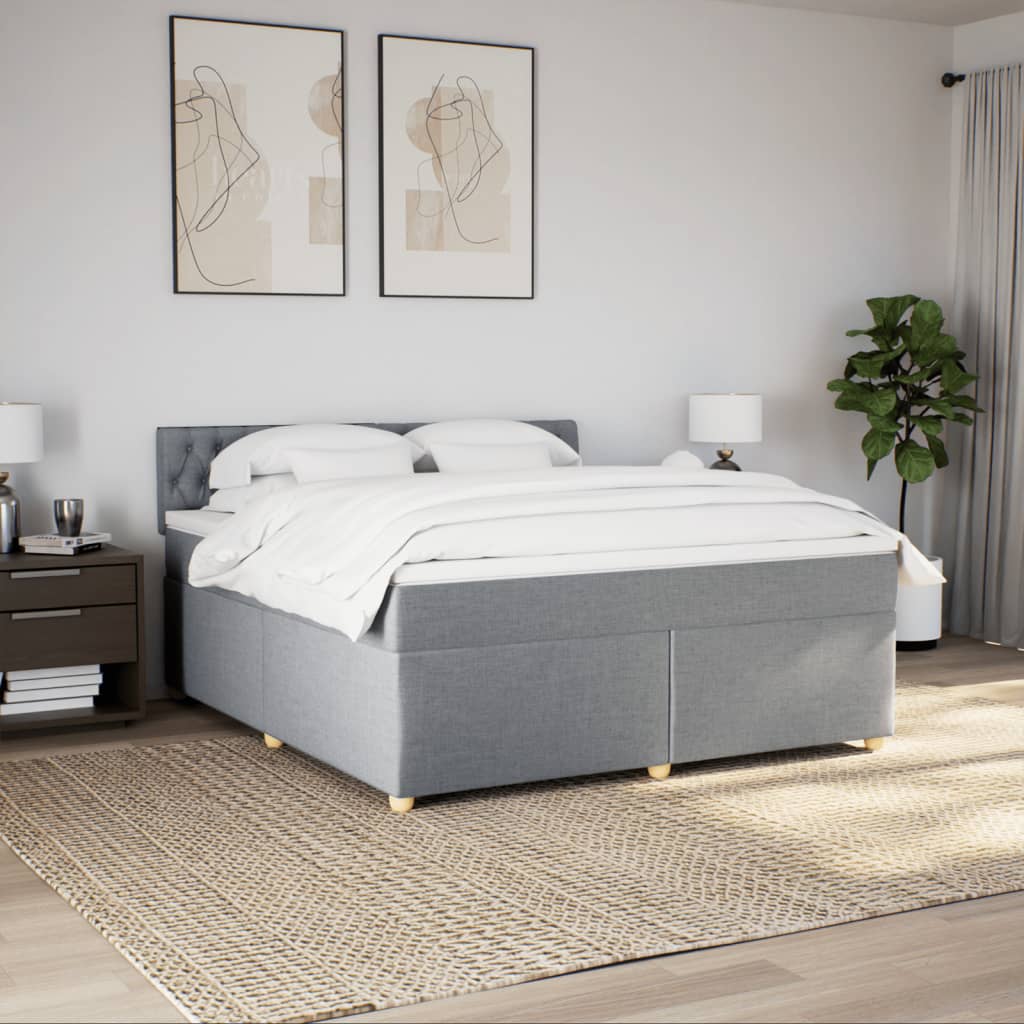 Giroletto a Molle con Materasso Grigio Chiaro180x200 cm Tessuto