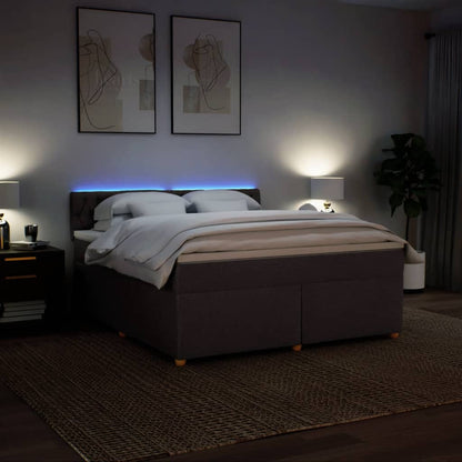 Giroletto a Molle con Materasso Marrone Scuro 180x200cm Tessuto
