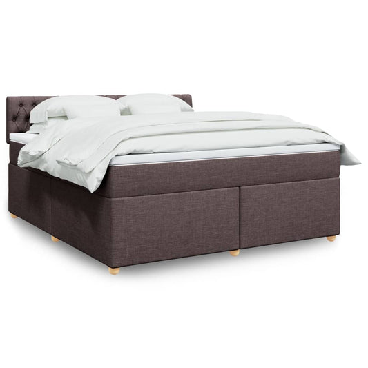 Giroletto a Molle con Materasso Marrone Scuro 180x200cm Tessuto