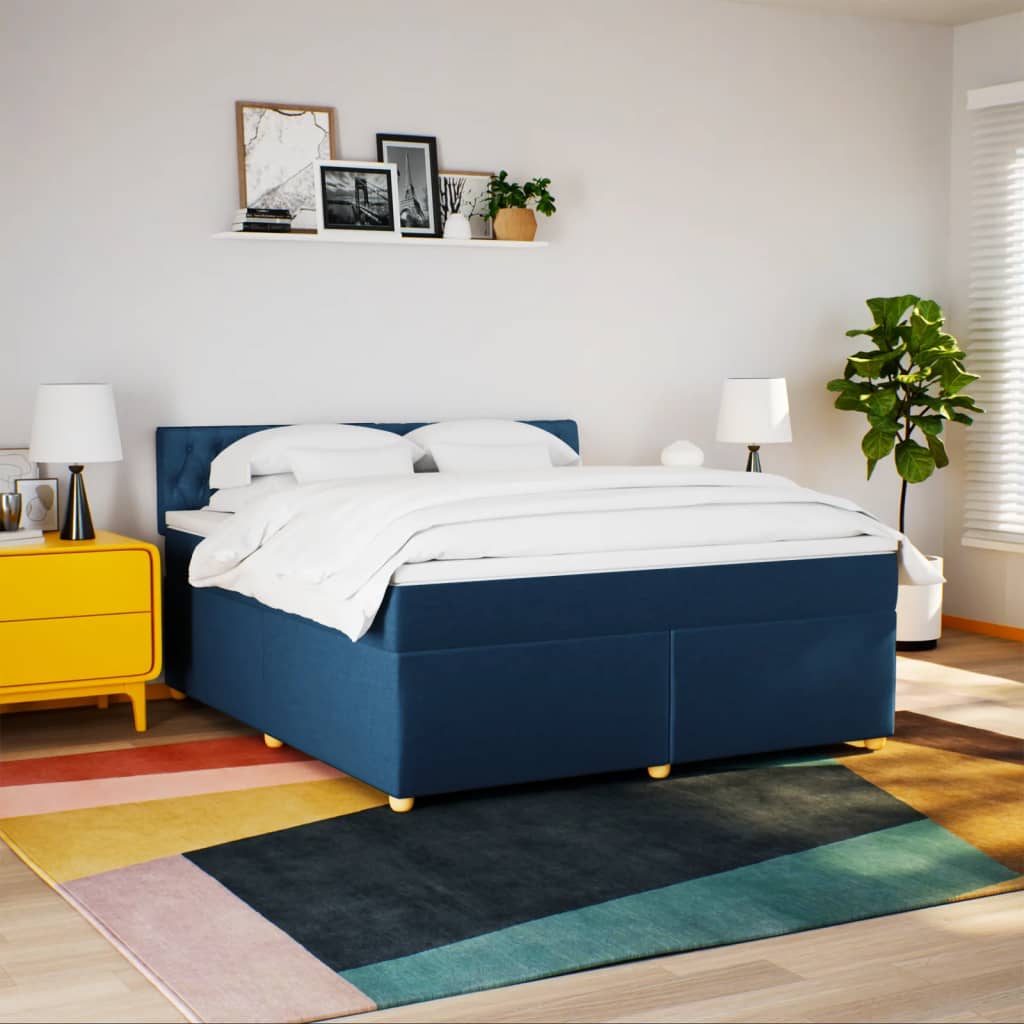 Giroletto a Molle con Materasso Blu 180x200 cm in Tessuto | homemem39