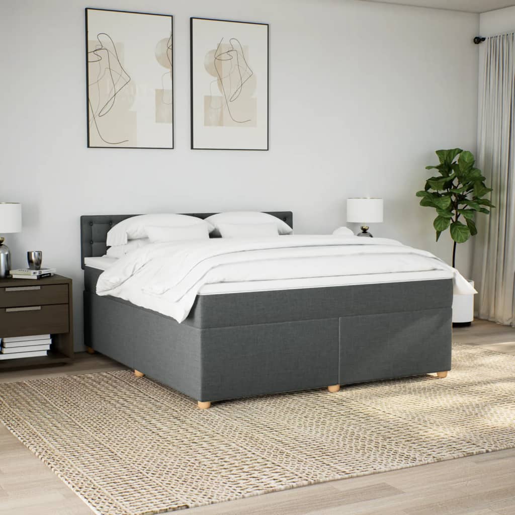 Giroletto a Molle con Materasso Grigio Scuro 180x200 cm Tessuto