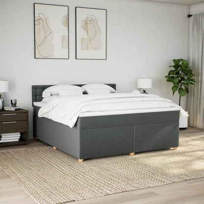 Giroletto a Molle con Materasso Grigio Scuro 180x200 cm Tessuto
