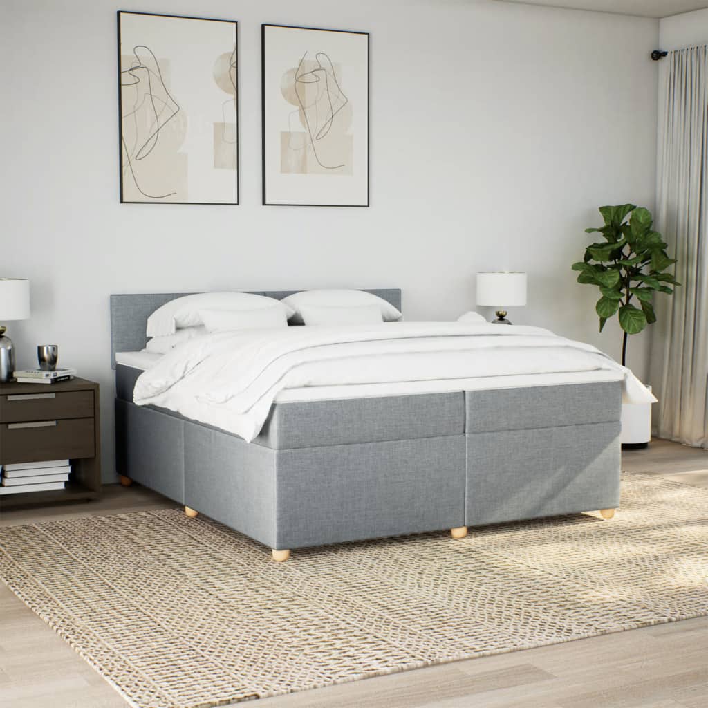 Giroletto a Molle con Materasso Grigio Chiaro 200x200cm Tessuto