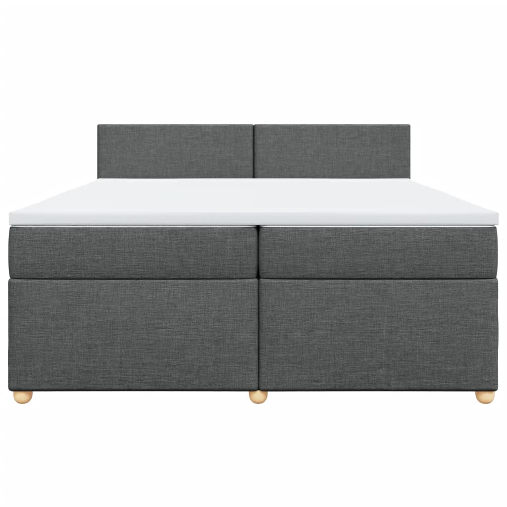 Giroletto a Molle con Materasso Grigio Scuro 200x200 cm Tessuto