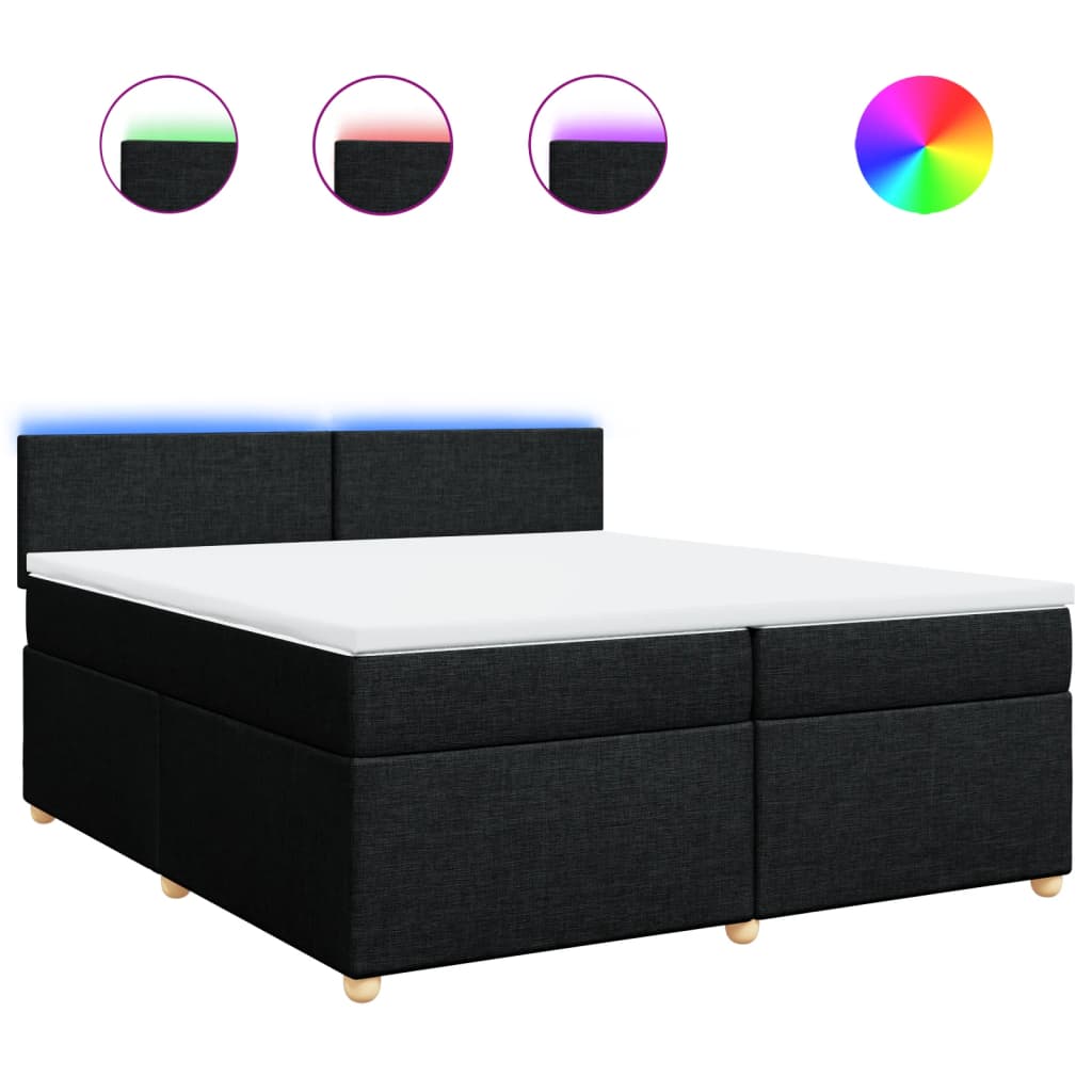 Giroletto a Molle con Materasso Nero 200x200 cm in Tessuto