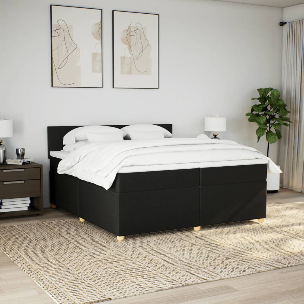 Giroletto a Molle con Materasso Nero 200x200 cm in Tessuto