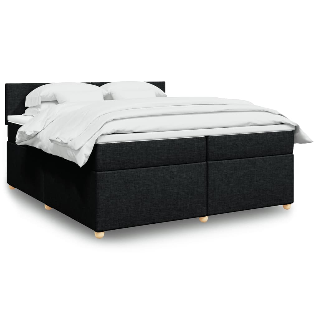 Giroletto a Molle con Materasso Nero 200x200 cm in Tessuto