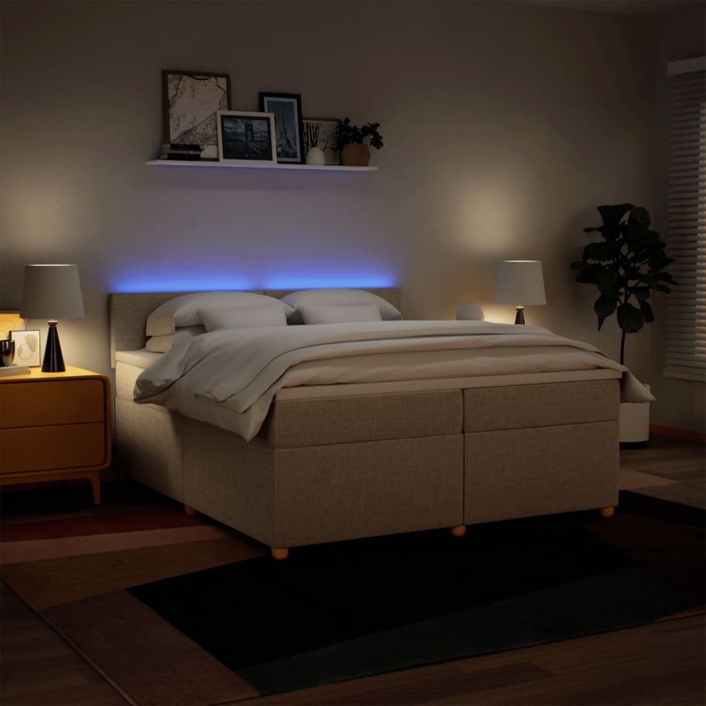 Giroletto a Molle con Materasso Crema 200x200 cm in Tessuto - homemem39